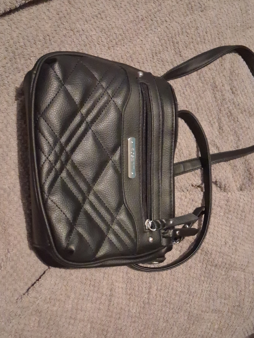 Rosetti Black Quilted Crossbody Bag with Silver Hardware